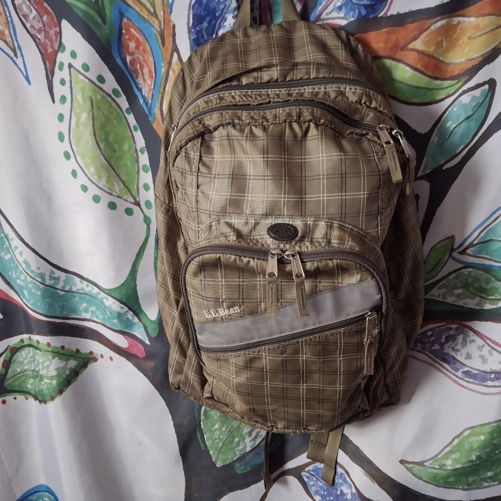 L.L. Bean Plaid Brown  Backpack